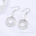 Bijoux Boho Grand Blanc CZ 925 Boucles d&#39;oreilles en argent